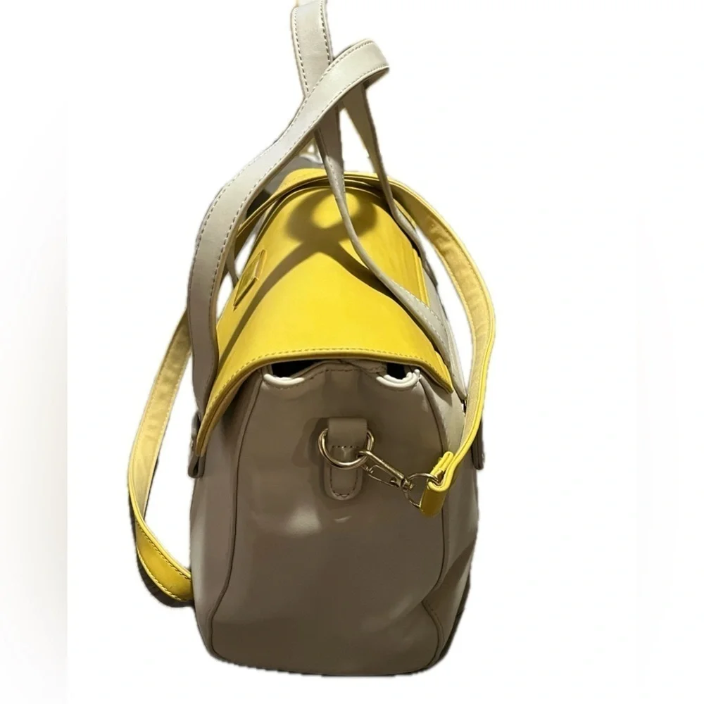 David Jones Paris Yellow and Cream Women's Bag